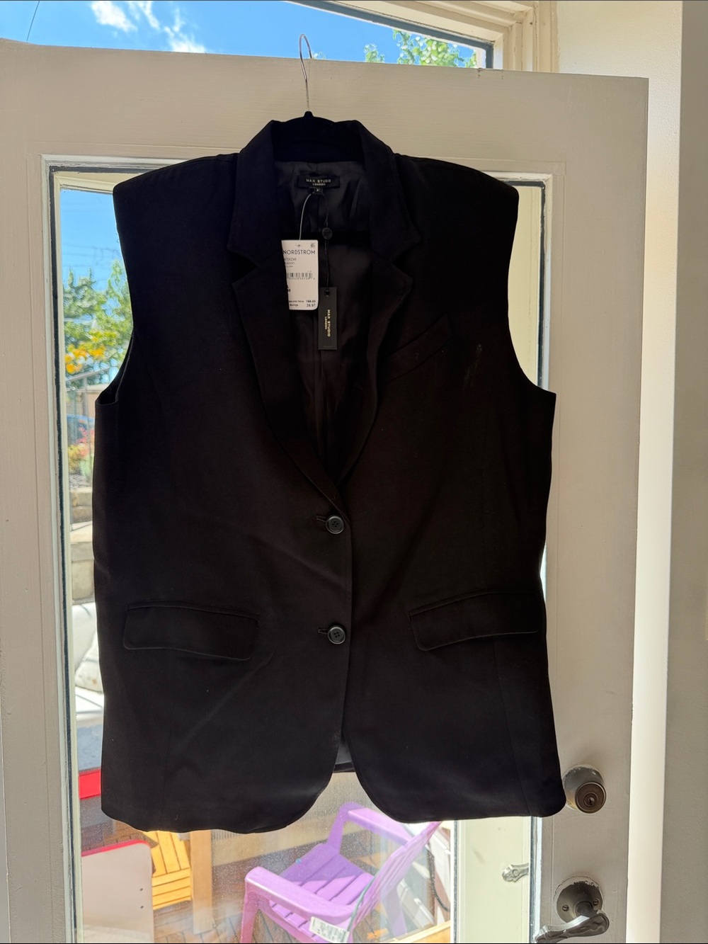 Max Studio Black Sleeveless Tailored Blazer Vest